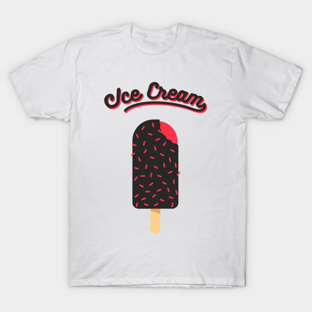 Ice Cream Black Pink T-Shirt by area-design